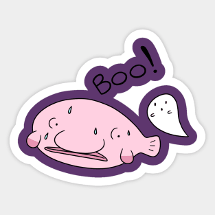 Boo! Blobfish and Spooky Ghost Sticker